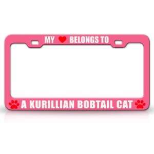 MY HEART BELONGS TO A KURILLIAN BOBTAIL Cat Pet Auto License Plate 