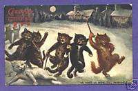 Y1369 Louis Wain postcard, Tuck C132. Drunken Cats  