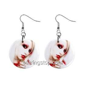  Goth #1 Blond Hair Face Dangle Earrings Jewelry 1 inch 