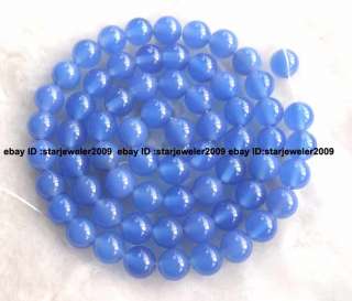 4mm 6mm Beautiful blue agate round loose beads 15 new gemstone AAA 