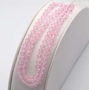 4mm Crystal Faceted Glass Bicone Bead Strand ~Lt Pink~  