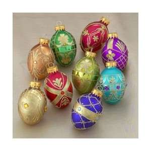   Gold Trim Glass Faberge Egg Christmas Ornaments 1.75 Home & Kitchen
