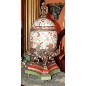  Faberge Egg, Box, Porcelain, Brass on Stand