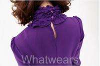 Women Slim Stylish Office Long Sleeve Shirt Purple W11  