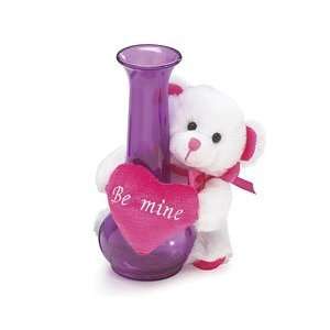  White Vase Hugger Bear Holding Be Mine Heart Plush [Toy 