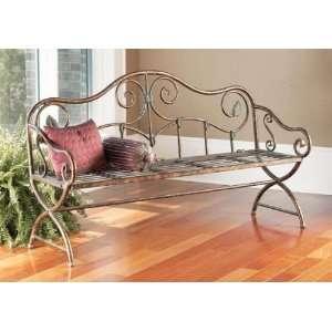   Antique Rustic Copper Bench With Flourish Leaf Design: Home & Kitchen