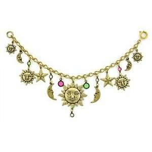 Vintage Charm Bracelet  Sun Charm Bracelet  Celestial Jewelry Women 