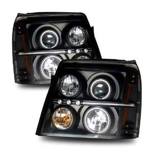   CCFL Twin Angel Eyes Halo LED Projector Headlights Black Automotive