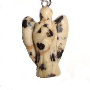   Dalmation Jasper Gemstone Angel Pendant String Necklace: Jewelry