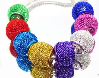 20pcs mix wire woven mesh spray bead for Charm Bracelet  
