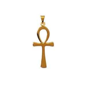 18K Gold Plated Plain Solid Ank   Egyptian Protection Amulet   Peace 