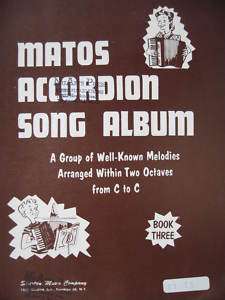 Accordion Music Book Matos Accordion Song Album, Book 3  