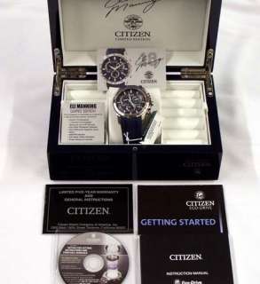 NEW CITIZEN ECO ELI MANNING LIMITED EDITION PERPETUAL CHRONO WATCH 