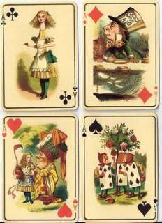 Vintage inspired Alice in Wonderland ivory playing cards tags ATC 
