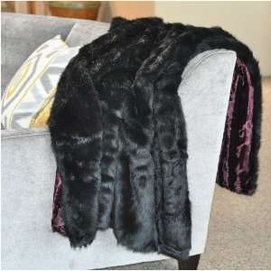  Black Bear Faux Fur Throw Blanket with Rich Burgandy 