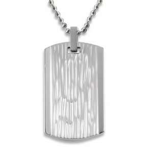  Stainless Steel Wood Grain Dog Tag on a 24 Inch Ball Chain 