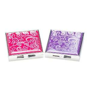  2 Paisley Metal Pill Boxes 1 Pink & 1 Purple Large 