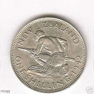  NEW ZEALAND 1942 SHILLING SILVER COIN AU/UNC: Everything 