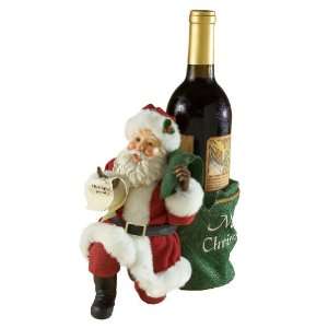   BYOB Bon Apetit Wine Bottle Holder Santa Figurine