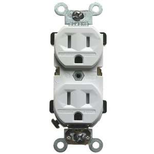 Leviton 5321 W 15A, 125V, With Ears Duplex Receptacle, Residential 