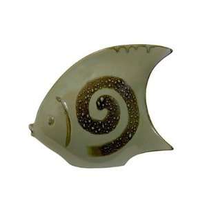  11.5 Green Ceramic Fish with Fin Statue in Dark Cingular 