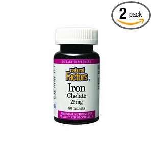 Natural Factors Iron Chelate 25mg Tablets, 90 Count (Pack 