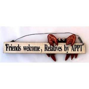   : Friends Welcome Relatives By Appt   Wood Crab Sign: Home & Kitchen