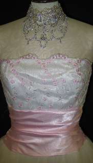 Nuevo con Etiquetas vestido rosado blanco de Tul de satén de capullo 