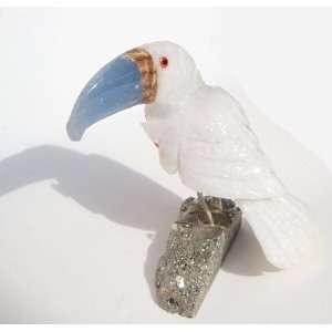  Natural Gemstone Aragonite Toucan Carving Figurine 3.75 