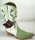Los Altos Womens Ostrich & Floral Leather Boots 7M New  