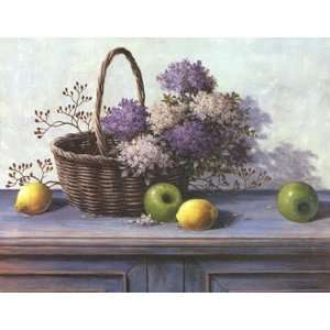  Basket Of Purple Flowers Poster Print: Home & Kitchen