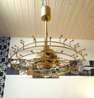 60s Crystal Stars Sputnik KINKELDEY Gold Plated CHANDELIER  