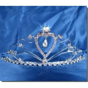  Bridal Wedding Tiara Crown With Heart Drop 23026 Beauty