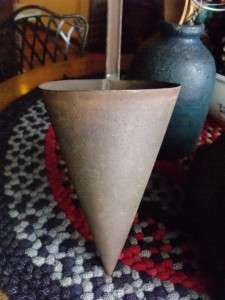   Cool Primitive Antique Hand Made Tin Cone Shaped Hanger Well Dipper