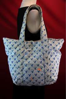 Large AMERICAN EAGLE White and Blue Beach Tote Canvas BAG SUMMER [51L 