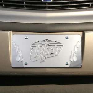  UTEP Miners Satin Mirrored Flame License Plate