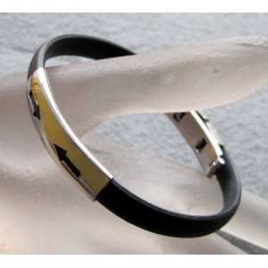  Alloy Metal Twin Arrow Head Leather Bangle Bracelet 