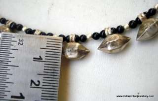   antique tribal old silver beads taviz amulet pendant necklace charm