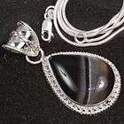925 Sterling Silver AGATE Pendant & 18 NECKLACE CHAIN