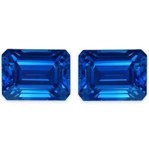 8.10 Carat Untreated Loose Blue Sapphires Emerald Cut Pair 