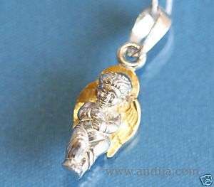 NEW ORTHODOX RUS,GR PENDANT  HOLY ANGEL, Silver+Gold  