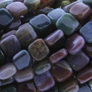 Indian Agate  Square Puffy   8mm Diameter, Sold by 7 Inch Strand 