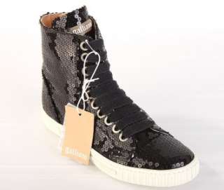 NEW JOHN GALLIANO LADIES BLACK SEQUINS HIGH TOP FASHION SNEAKERS SHOES 