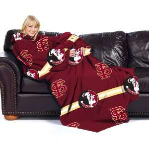 Florida State Seminoles NCAA Adult Stripes Comfy Throw Blanket with 