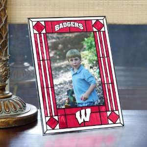 WISCONSIN BADGERS Team Logo 6.5 X 9 Art GLASS PICTURE FRAME (Fits 4 