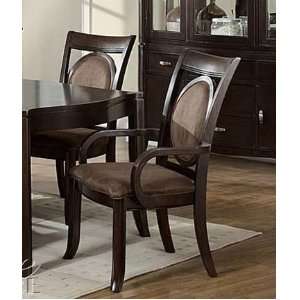  Set of 2 Dining Arm Chairs Dark Brown Finish