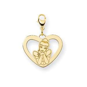  Gold plated SS Disney Cinderella Heart Lobster Clasp Charm 