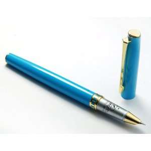  Extra Fine Light Cyan Fountain Pen Golden Carved Ring 