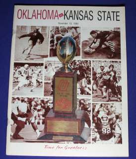 1990 Oklahoma OU vs Kansas State University KSU Football Program Bill 