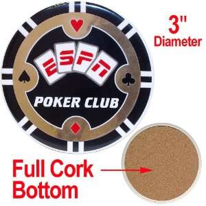  Espn® Poker Club Ceramic Coaster   Black Kitchen 